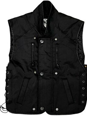 FIELDSHEER Vest Black Zip Up Quilt Lined Lightly Insulated Motorcycle Jacket XS